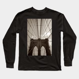 Sepia - toned Brooklyn Bridge in New York City, USA Long Sleeve T-Shirt